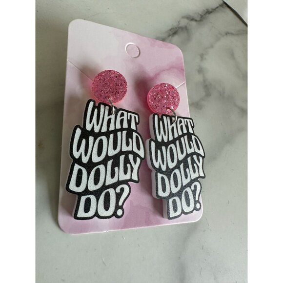 WHAT WOULD DOLLY DO WWDD Drop Earrings NEW - Picture 4 of 6
